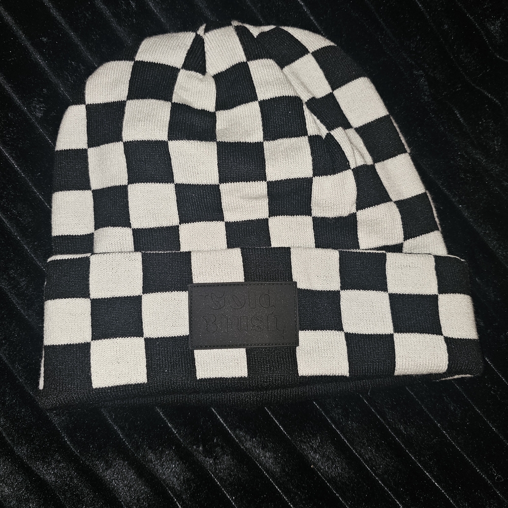 Black and White Checkered Beanie